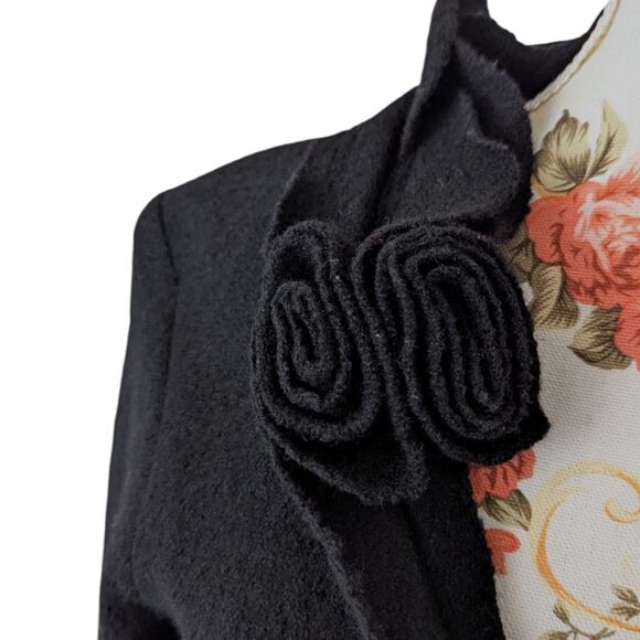 Vintage ALISON SHERI Sz M Black Boiled Wool Witchy Whimsy Goth Boho Cardigan EUC - Picture 4 of 12